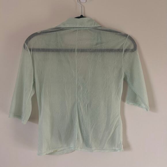 Vintage Celina Green Sheer Short Sleeve Top - Picture 4 of 6